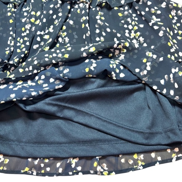 ONLY Easy Care Poly Chiffon Fully Lined, Tiered Long Sleeve Mini Dress US Sz 6 - Picture 8 of 11